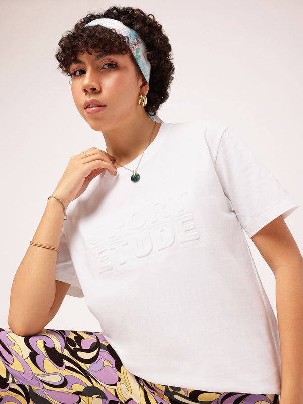 DressBerry Vibe Check Embossed Relaxed Fit T-shirt