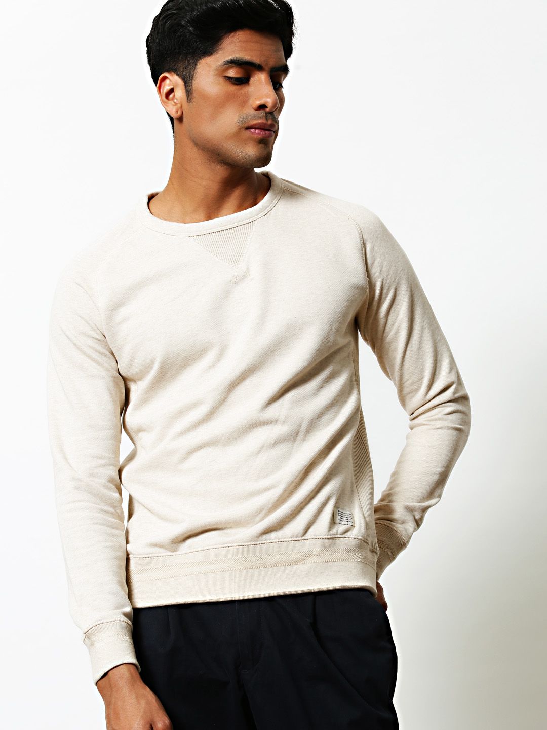 Mr Bowerbird Men Beige Solid Sweatshirt