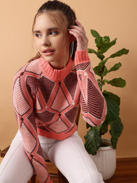 STREET 9 Cable Knit Acrylic Crop Pullover