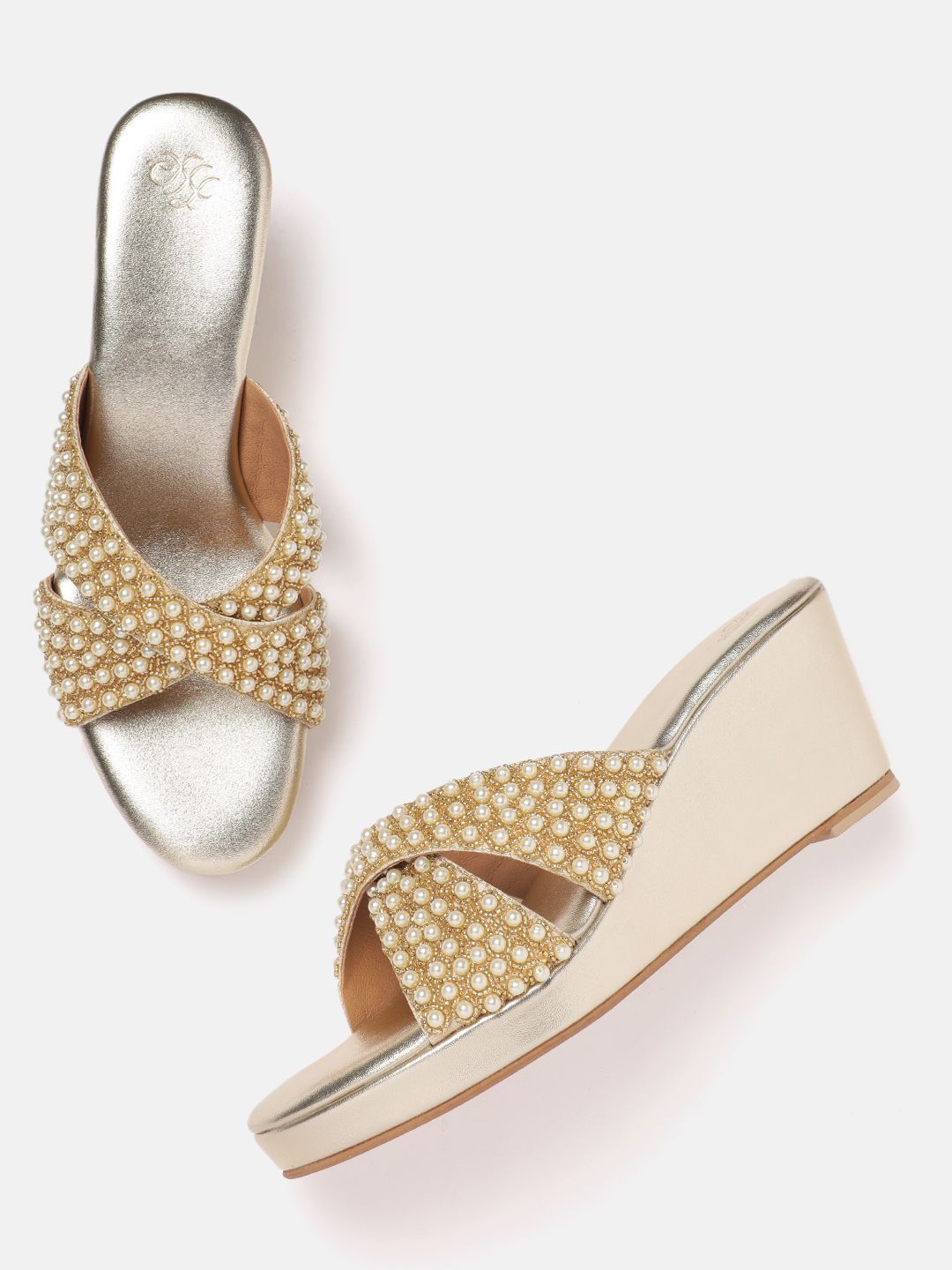 House of Pataudi Ethnic Embellished Wedge Heels