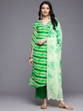 Varanga Leheriya Printed Sequinned Kurta With Trousers & Dupatta