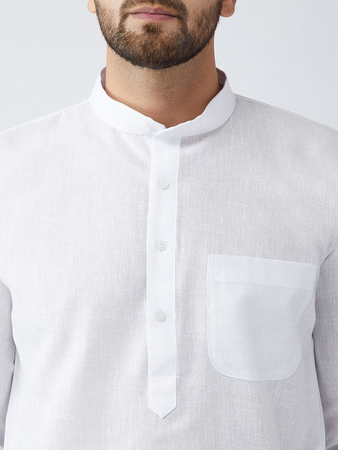 SOJANYA Men White Solid Straight Kurta
