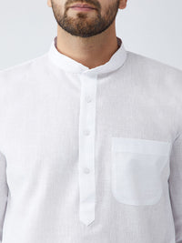 SOJANYA Men White Solid Straight Kurta