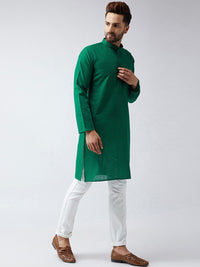 SOJANYA Lelaki Hijau Solid Kurta Lurus