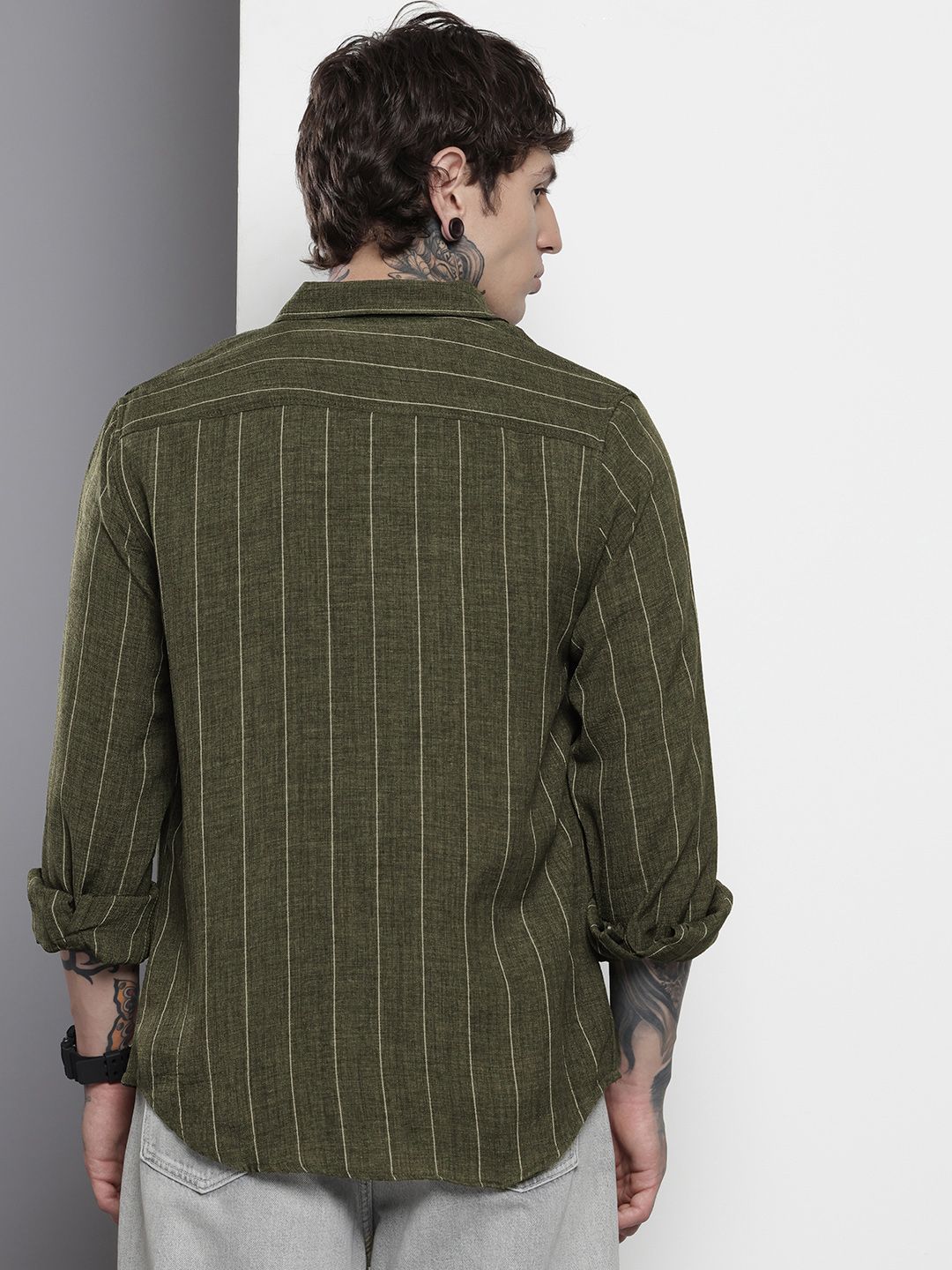 The Indian Garage Co Slim Fit Striped Casual Shirt