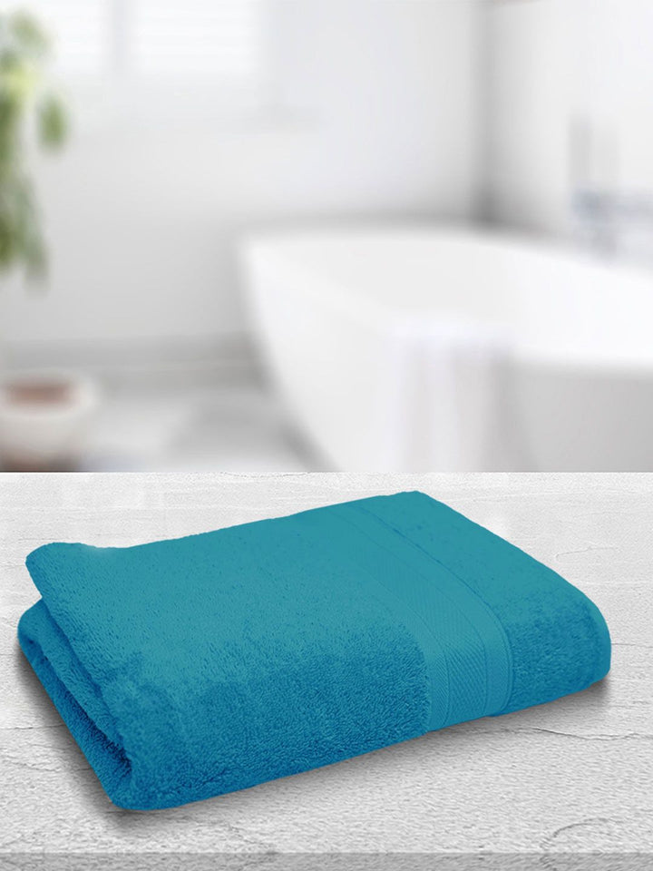 MYTRIDENT Teal Blue Solid Pure Cotton 500 GSM Soft  Plush Bath Towel