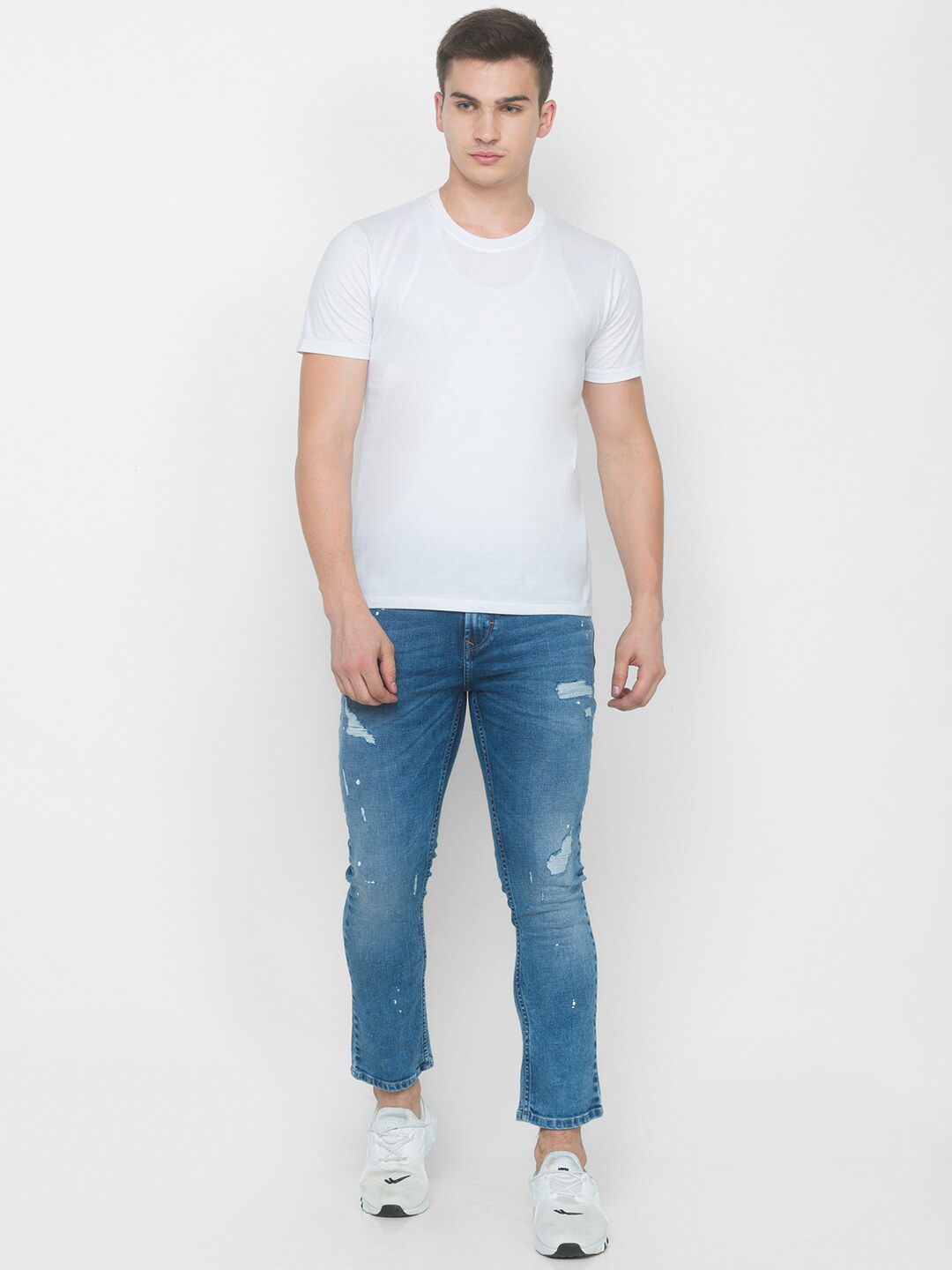 SPYKAR Men Blue Slim Fit Highly Distressed Light Fade Jeans