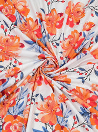 BOMBAY DYEING Florentine White Floral Pure Cotton 144TC Queen Bedsheet Set 2.28 m X 2.54m