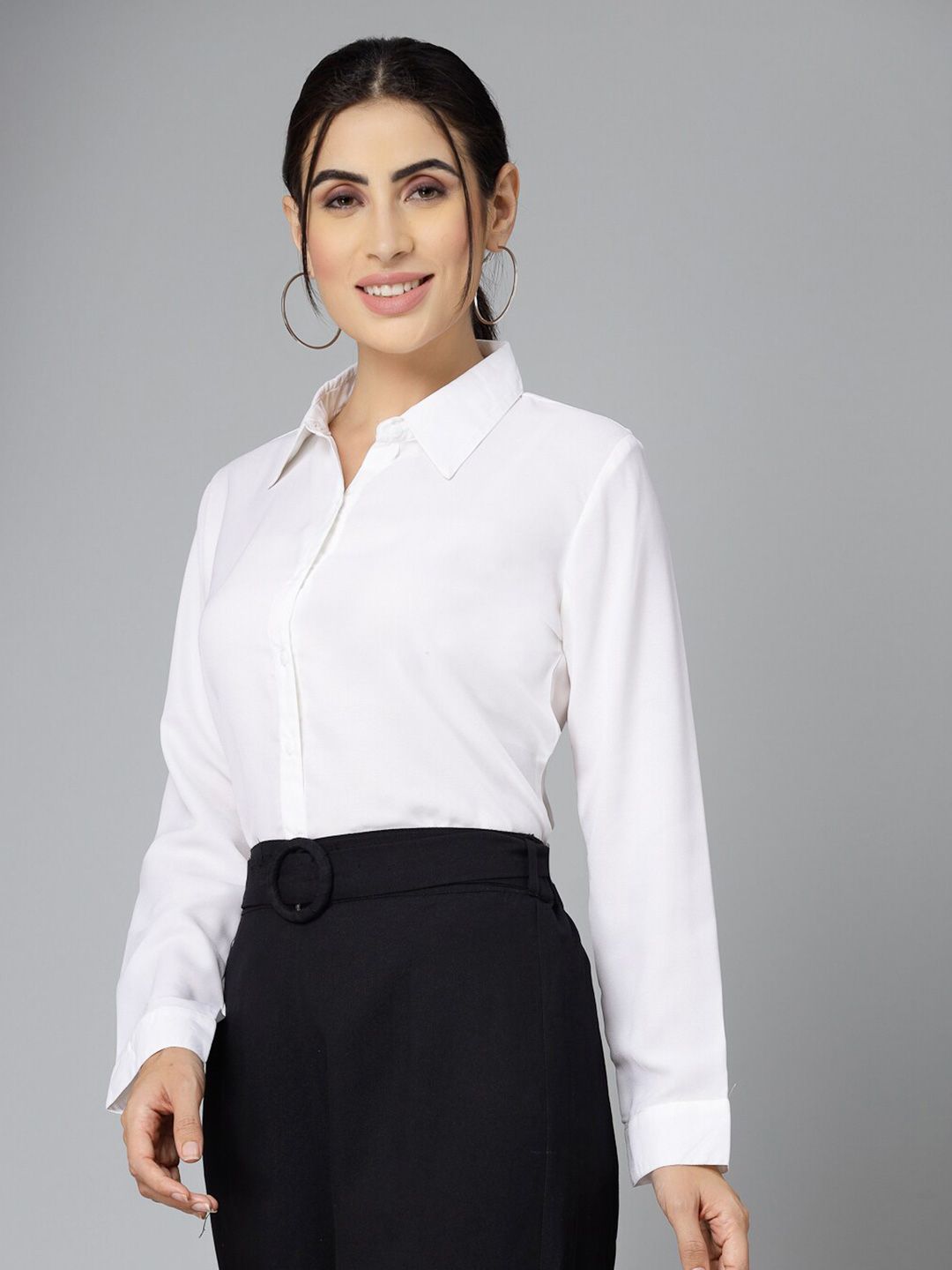 Style Quotient White Smart Spread Collar Formal Shirt