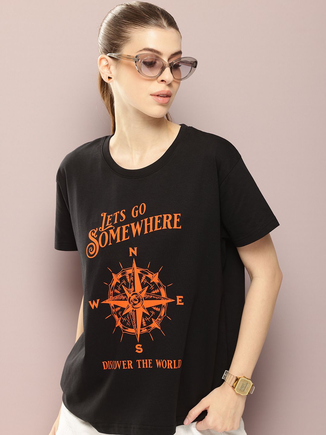 DILLINGER Printed Drop-Shoulder Sleeves Pure Cotton Boxy T-shirt