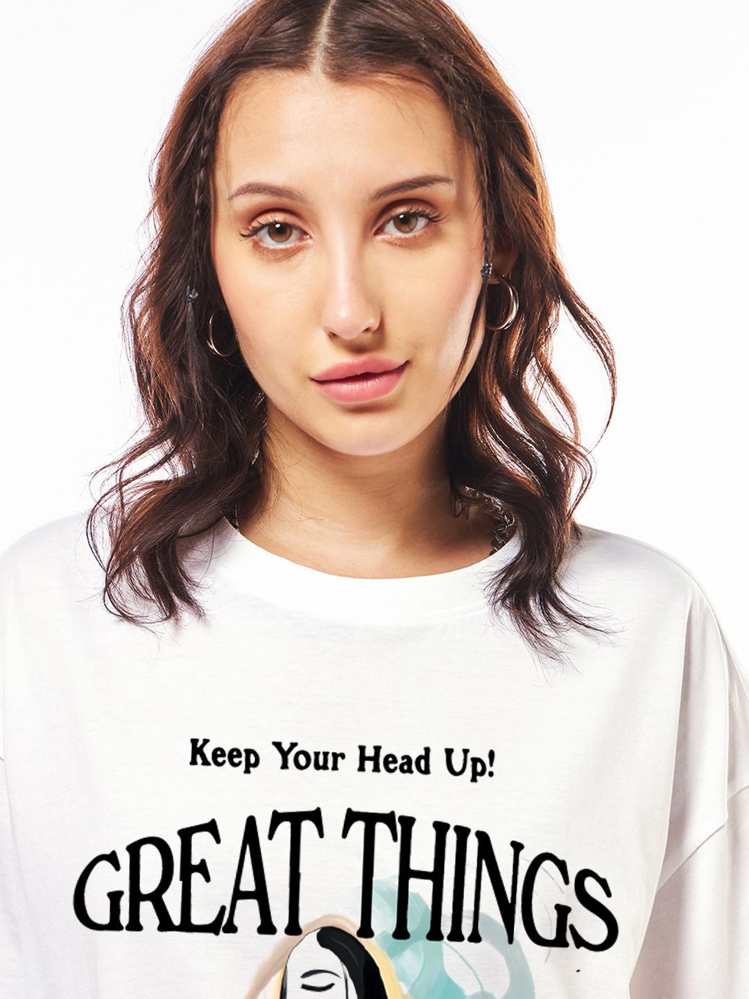 Bewakoof Women Typography Printed Round Neck Pure Cotton Oversized T-shirt