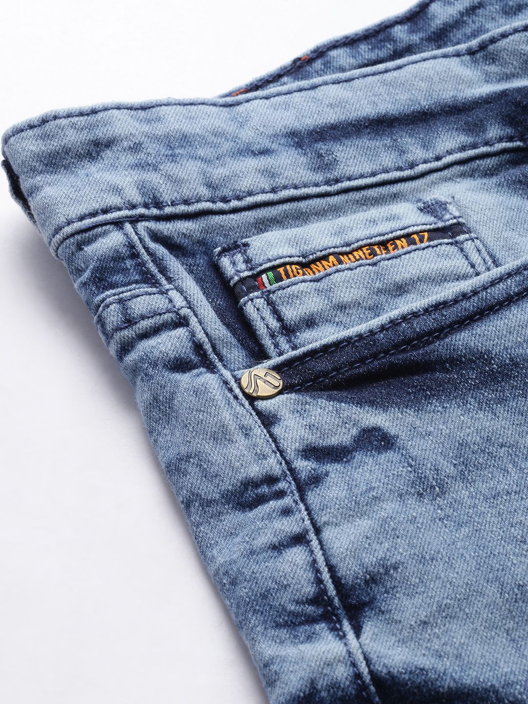 The Indian Garage Co Men Blue Slim Fit Denim Shorts
