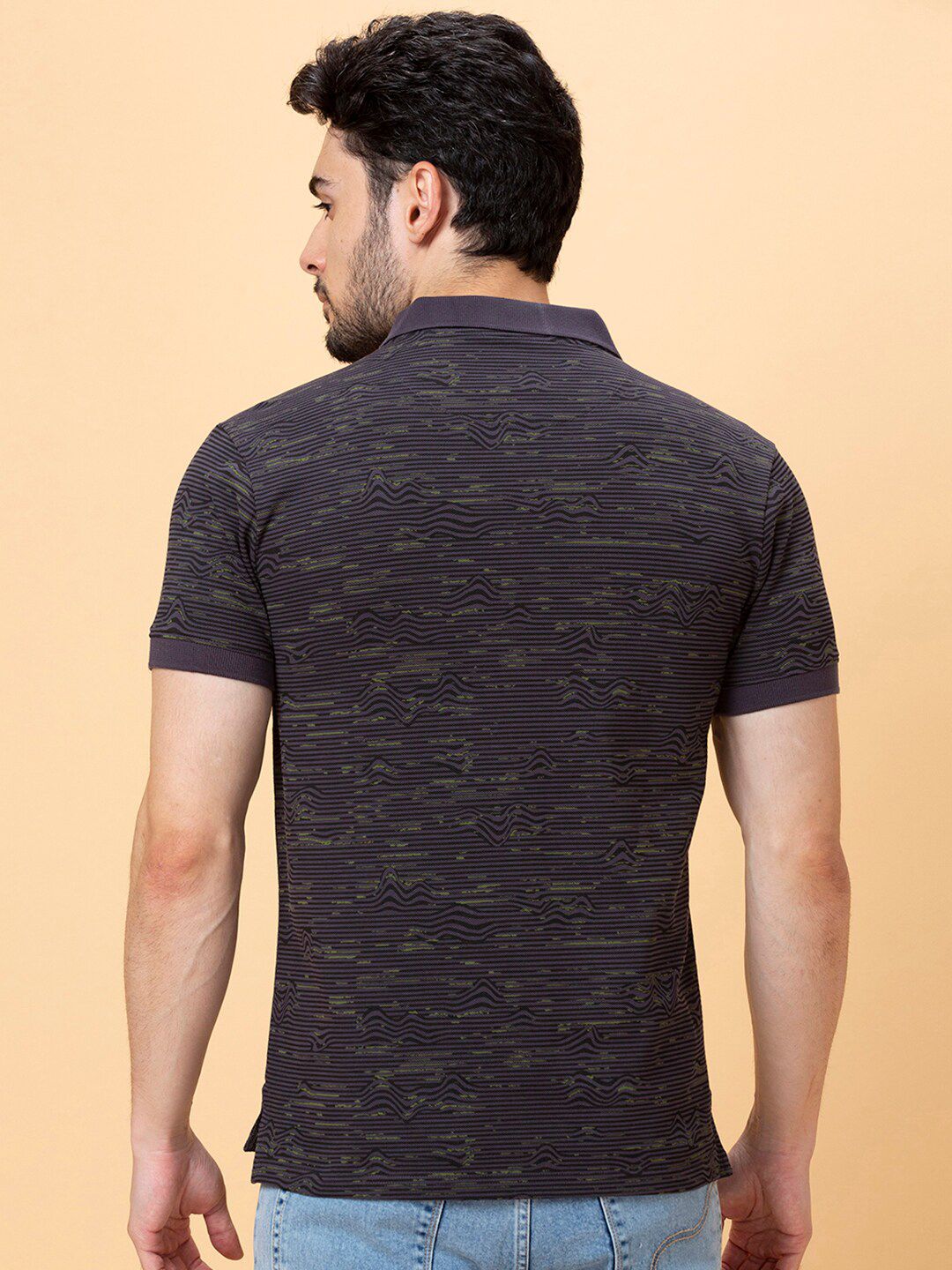 Being Human Striped Polo Collar Casual T-shirt