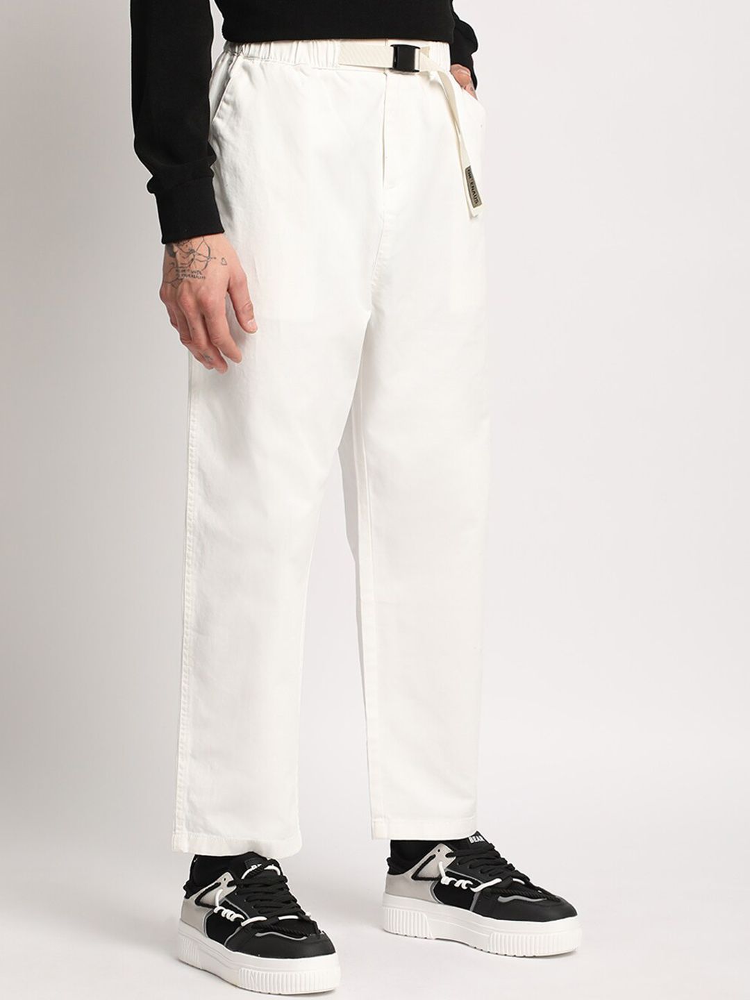 THE BEAR HOUSE Men Straight Fit Mid Rise Cotton Trousers