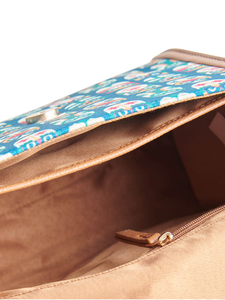 TEAL BY CHUMBAK Graphic Printed Satchel Bag