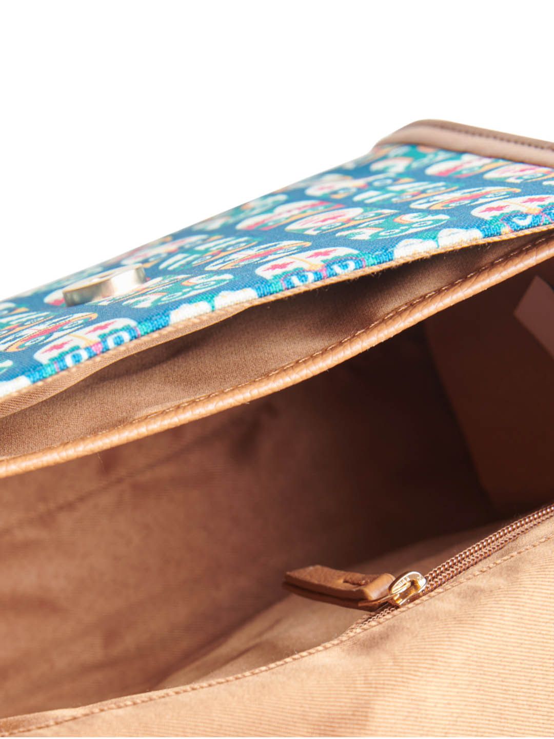 TEAL BY CHUMBAK Graphic Printed Satchel Bag