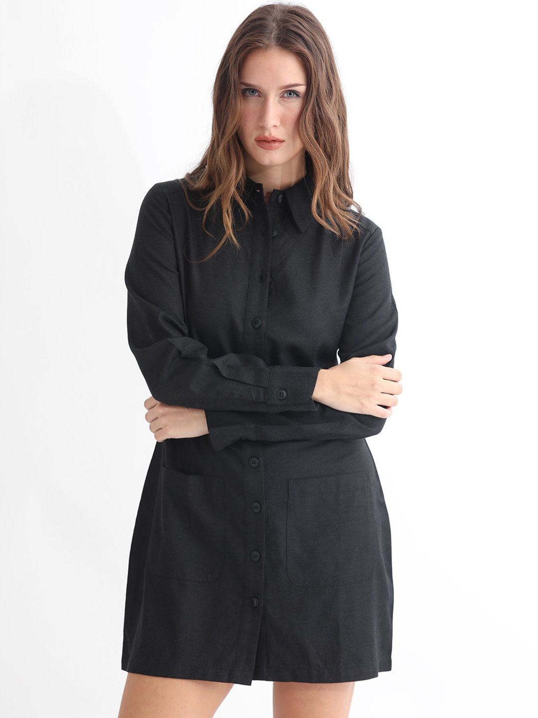 RAREISM Shirt Collar Shirt Mini Dress