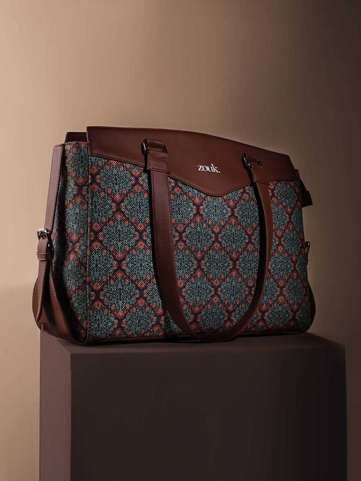 ZOUK Kolkata Nouveau Ethnic Motifs Printed Shopper Handheld Bag
