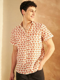 DENNISON Smart Ethnic Motifs Printed Spread Collar Cotton Relaxed Lightweight Shirt
