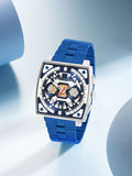 Sambungan Perancis Lelaki Skeleton Tali Keluli Tahan Karat Analog Chronograph Watch FCT1UM-S