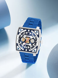 Sambungan Perancis Lelaki Skeleton Tali Keluli Tahan Karat Analog Chronograph Watch FCT1UM-S