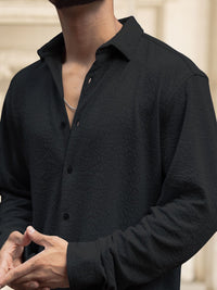 Powerlook Men Spread Collar Textured Relaxed Fit Casual Shirt
