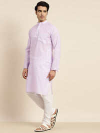 Anug by SOJANYA Men Purple Striped Pure Cotton Kurta