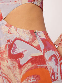 DressBerry Printed Cut-Out Detail Mini Sheath Dress