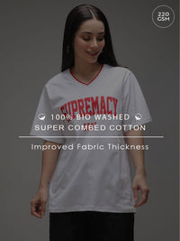 Dillinger Women Lengan Pendek besar V-Neck Printed Tshirt