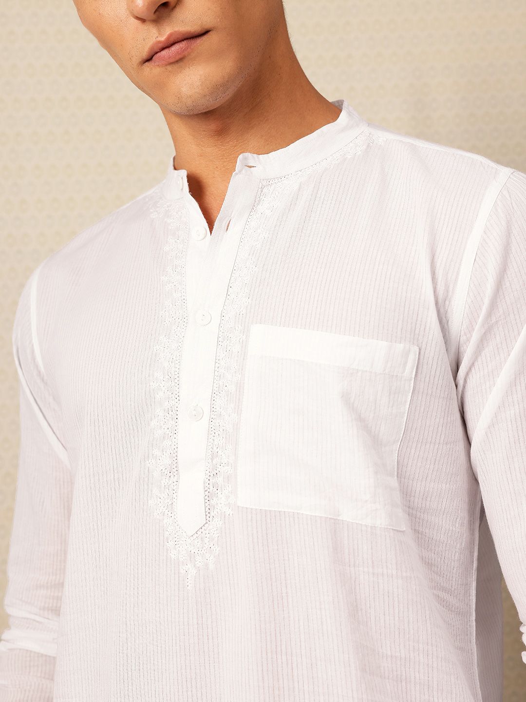 House of Pataudi Striped Pure Cotton Jashn Kurta