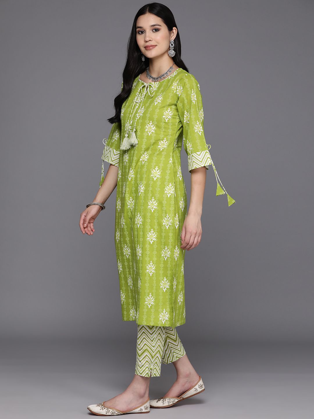 Libas Ethnic Motifs Printed Regular Pure Cotton Kurta With Trousers & Dupatta