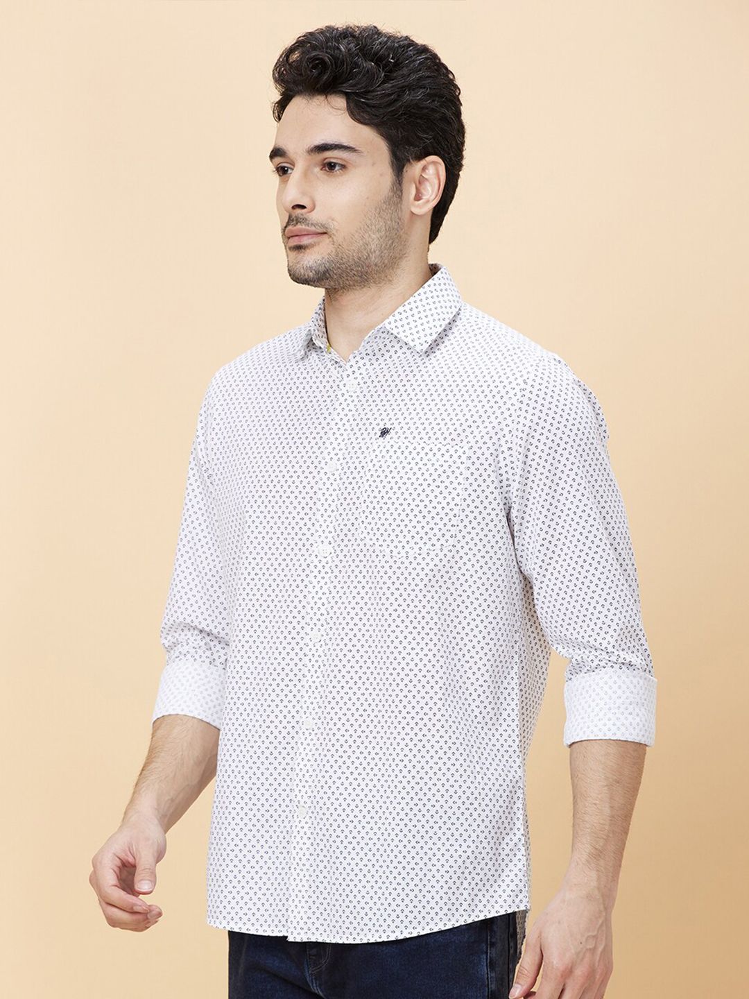 Being Human Micro Ditsy Printed Cotton Slim Fit Casual Shirt