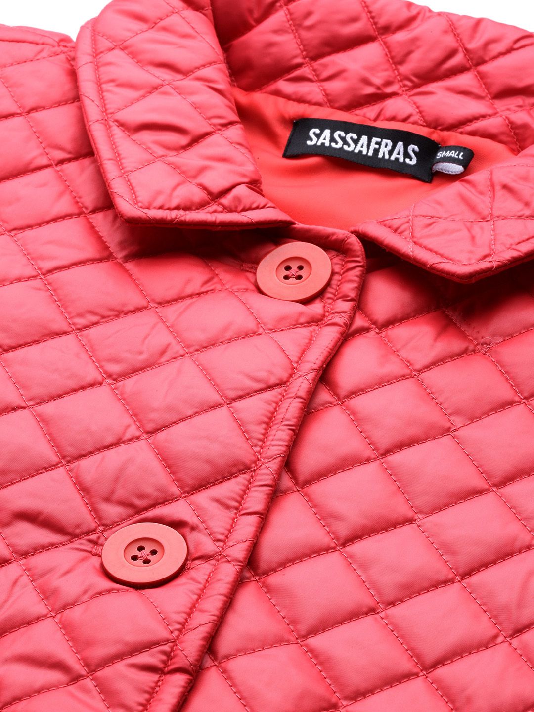 SASSAFRAS Women Red Solid Quilted Jacket