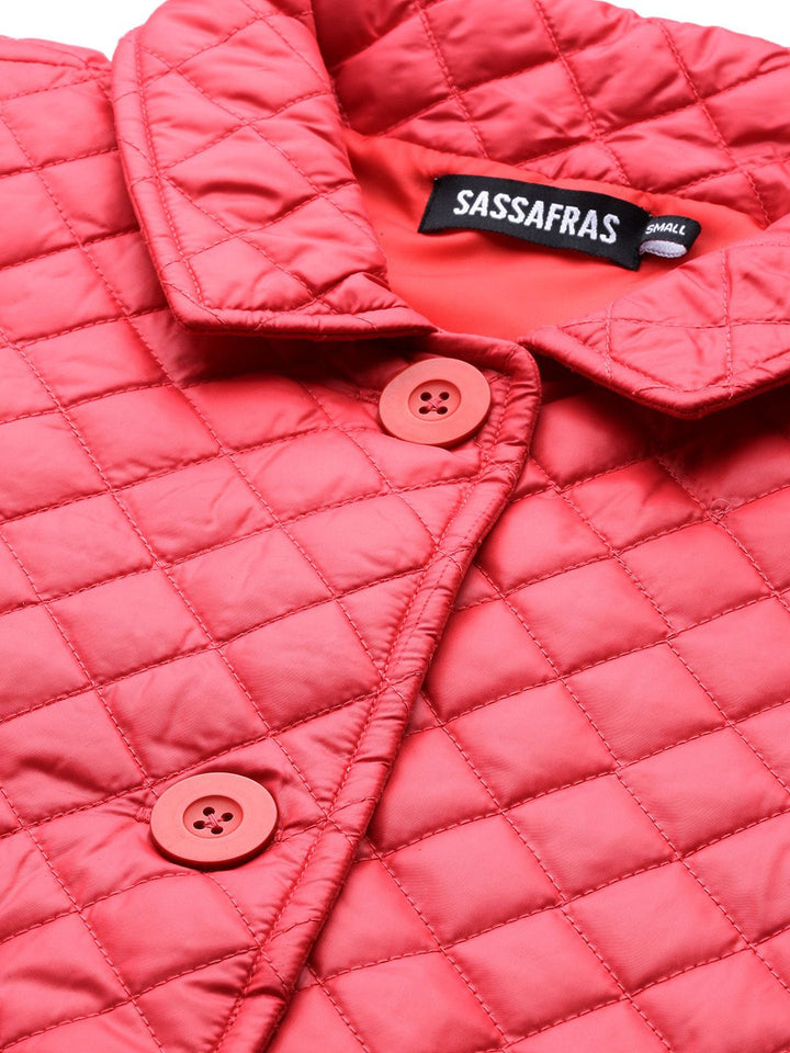 SASSAFRAS Women Red Solid Quilted Jacket