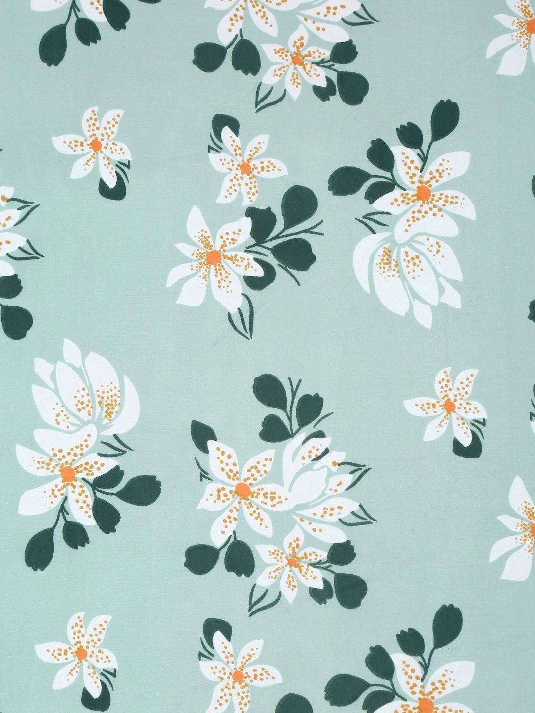 Moda Rapido X KLOTTHE Green & Peach-Coloured Floral 300 TC King Bedsheet with 2 Pillow Covers