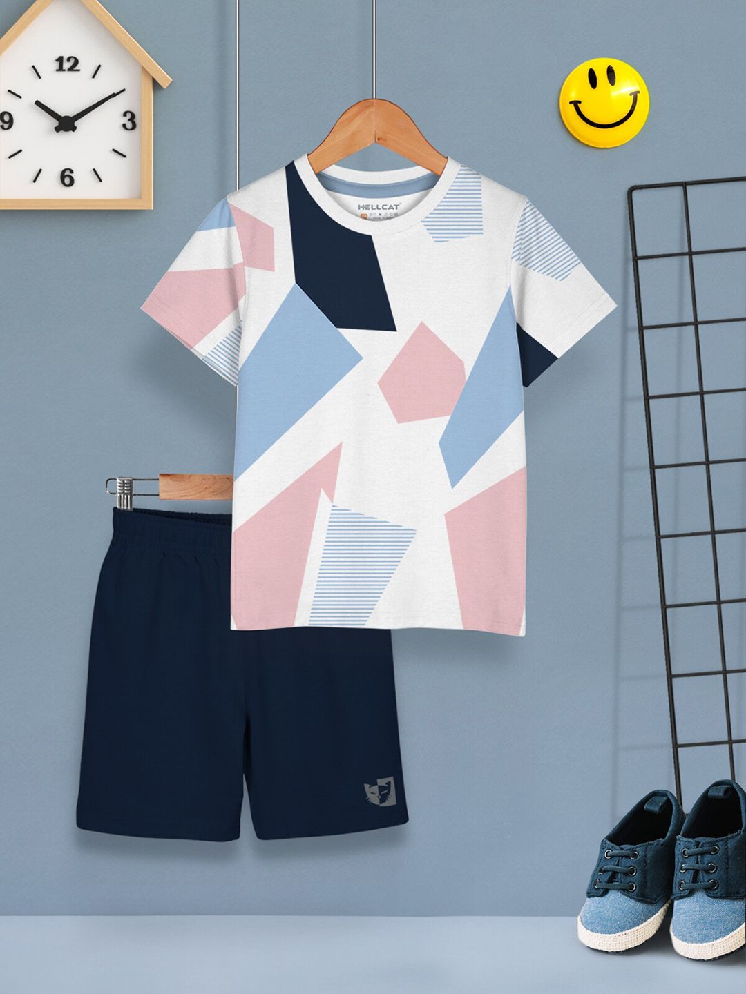 HELLCAT Boys Pack Of 2 Printed T-Shirt With Shorts