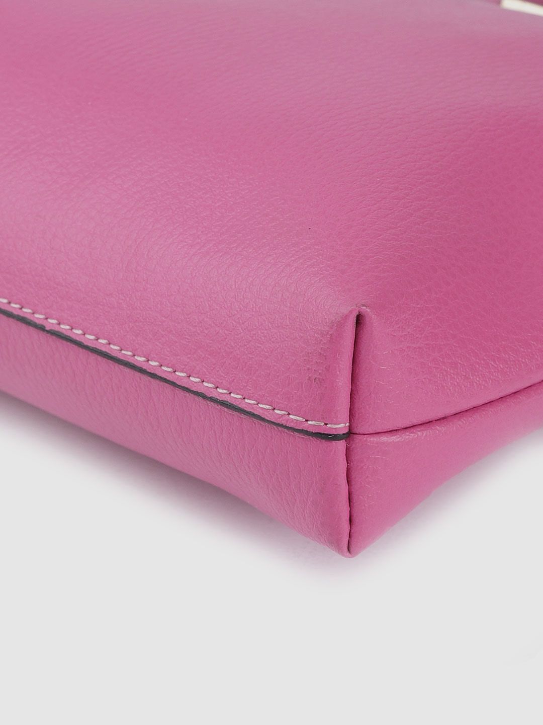 Berrylush Pink Solid Structured Handheld Bag with Detachable Sling Strap