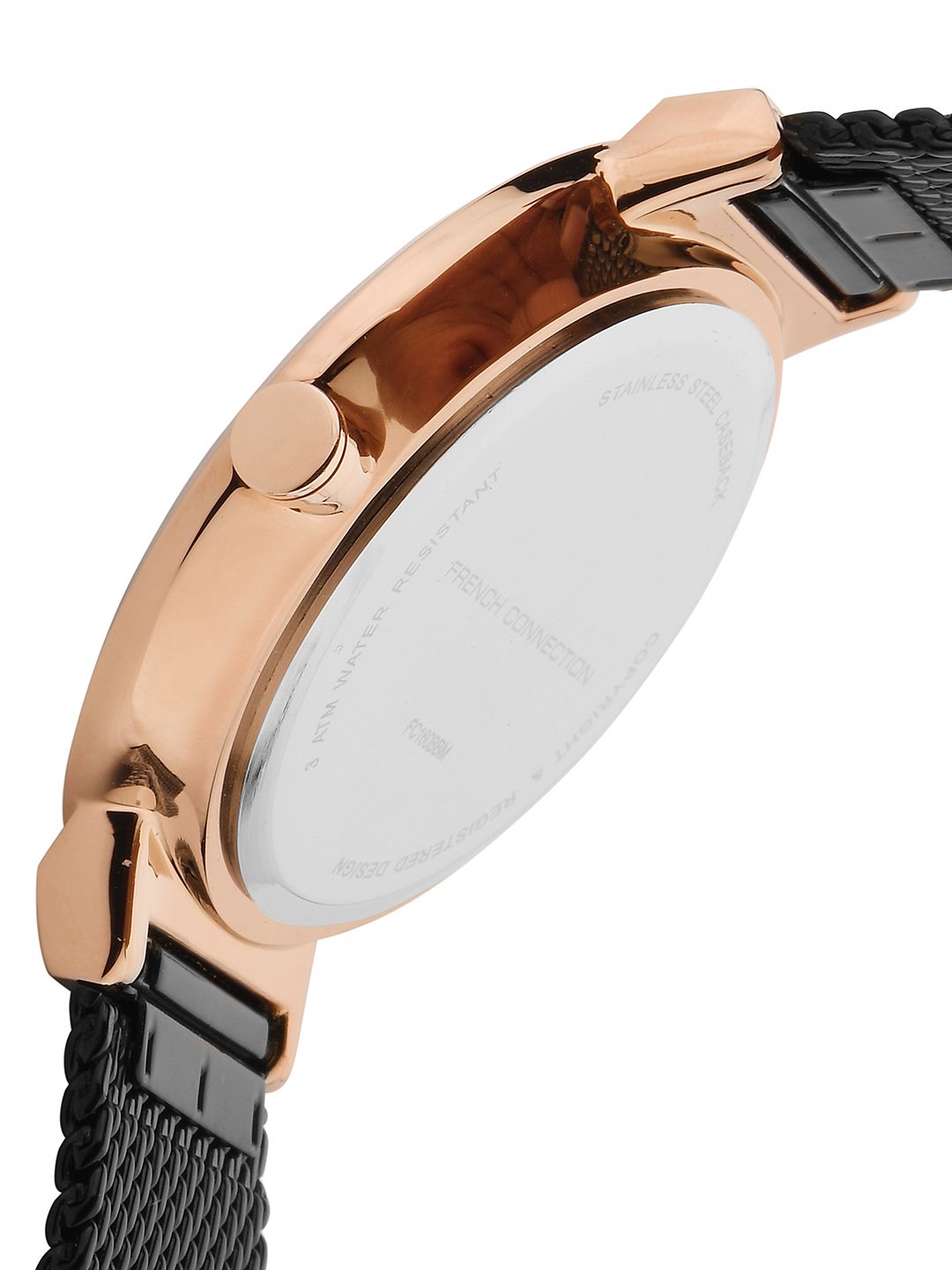French Connection Men Black & Rose Gold Analogue Watch