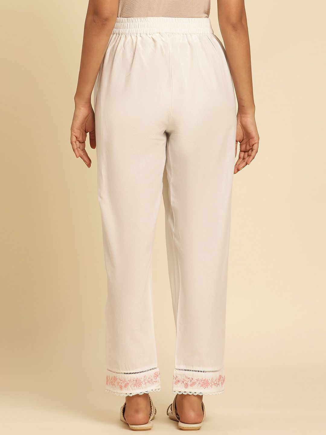 W Women Straight Fit Pure Cotton Ethnic Trousers