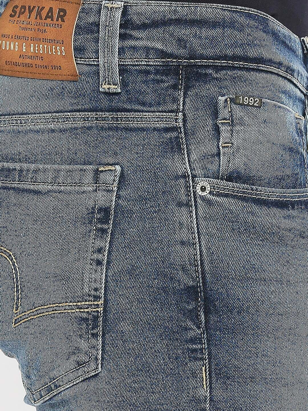 SPYKAR Men Clean Look Heavy Fade Whiskers & Chevrons Super Skinny Fit Cotton Jeans