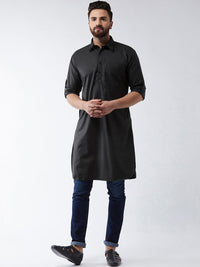 SOJANYA Lelaki Black Solid Pathani Kurta