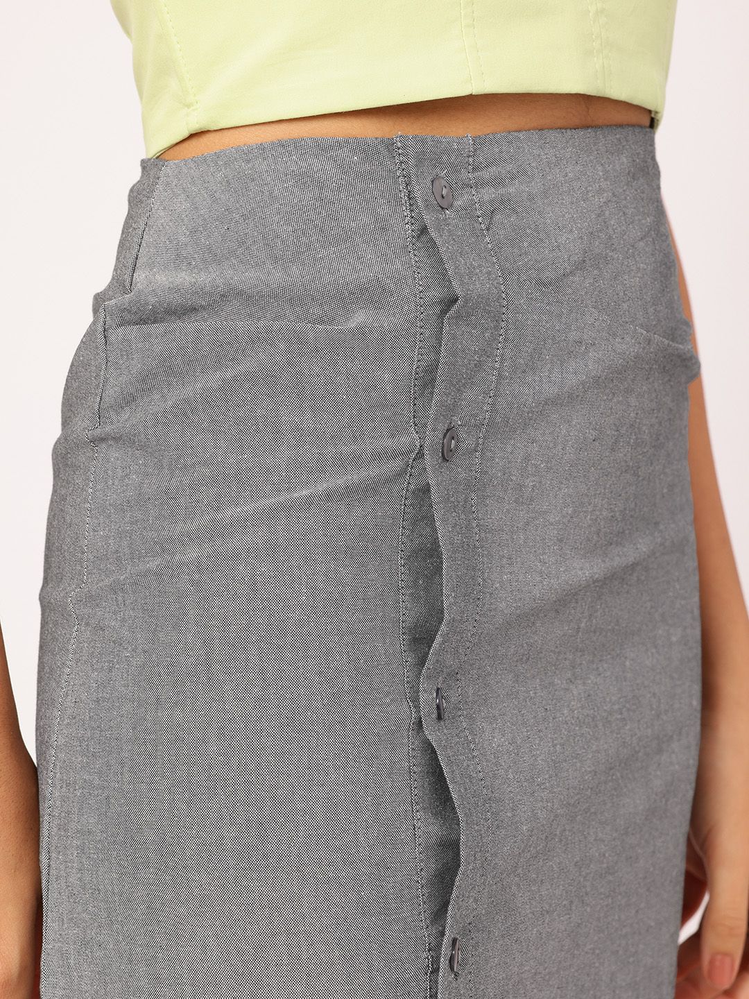 DressBerry Less is More Pleated Detail Straight Skirt
