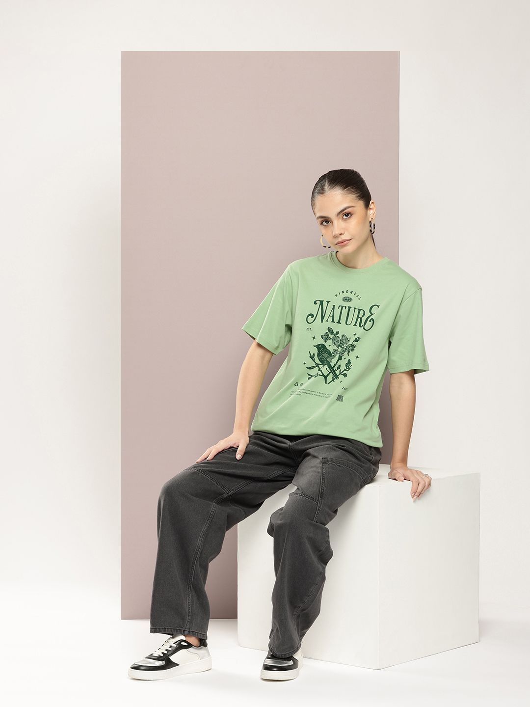 DILLINGER Women Graphic Printed Oversized T-shirt