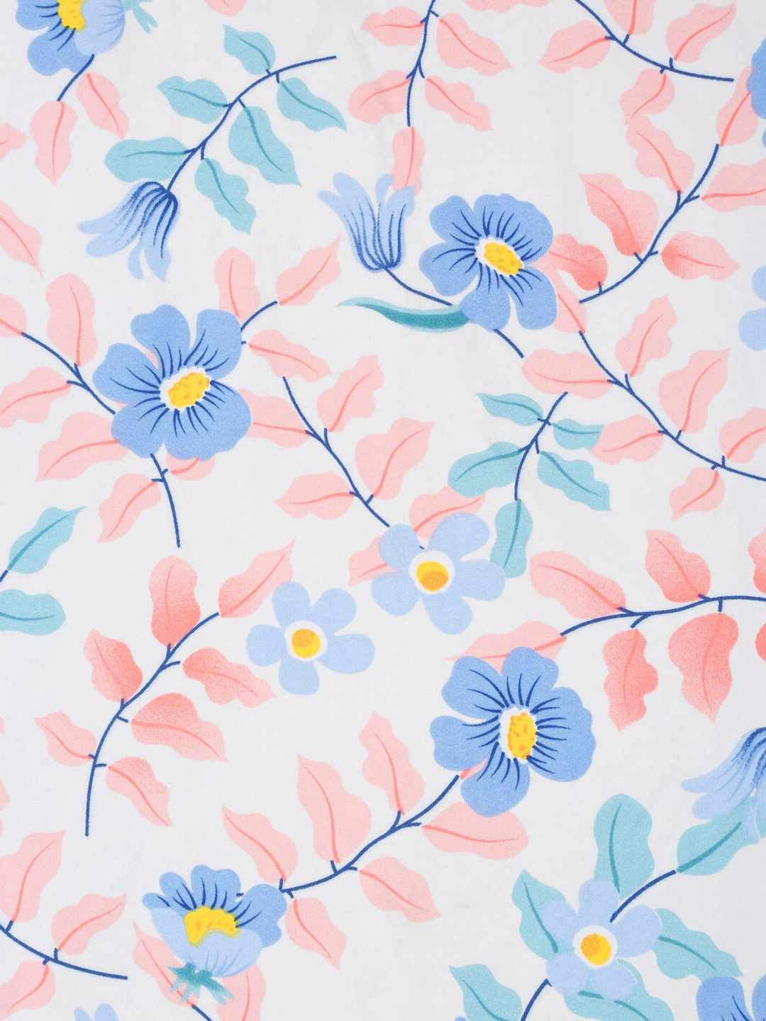 KLOTTHE Multicoloured Floral 300 TC King Size Fitted Bedsheet with 2 Pillow Covers