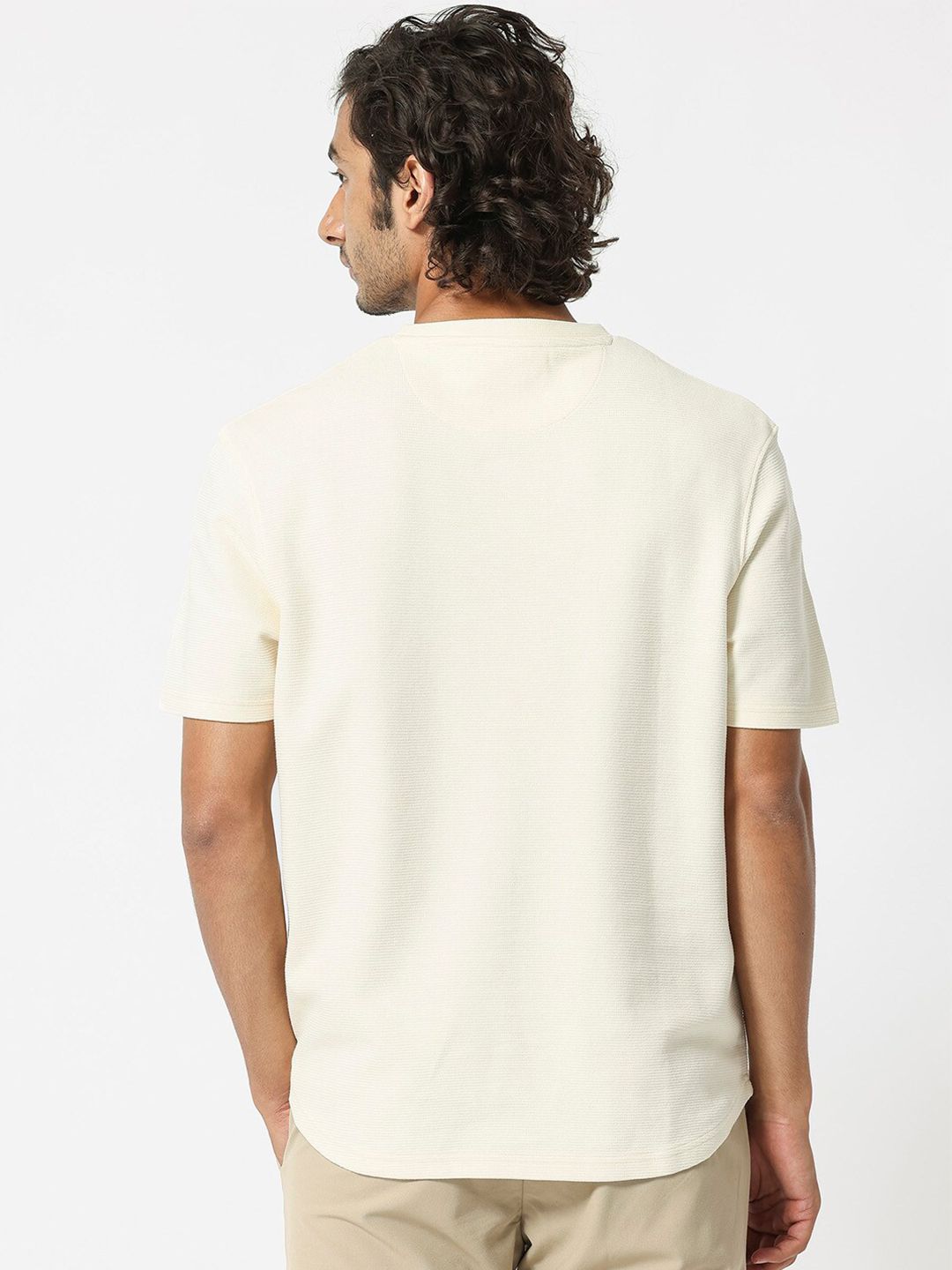 RARE RABBIT Men Buenos Round Neck Slim Fit Cotton T-Shirt