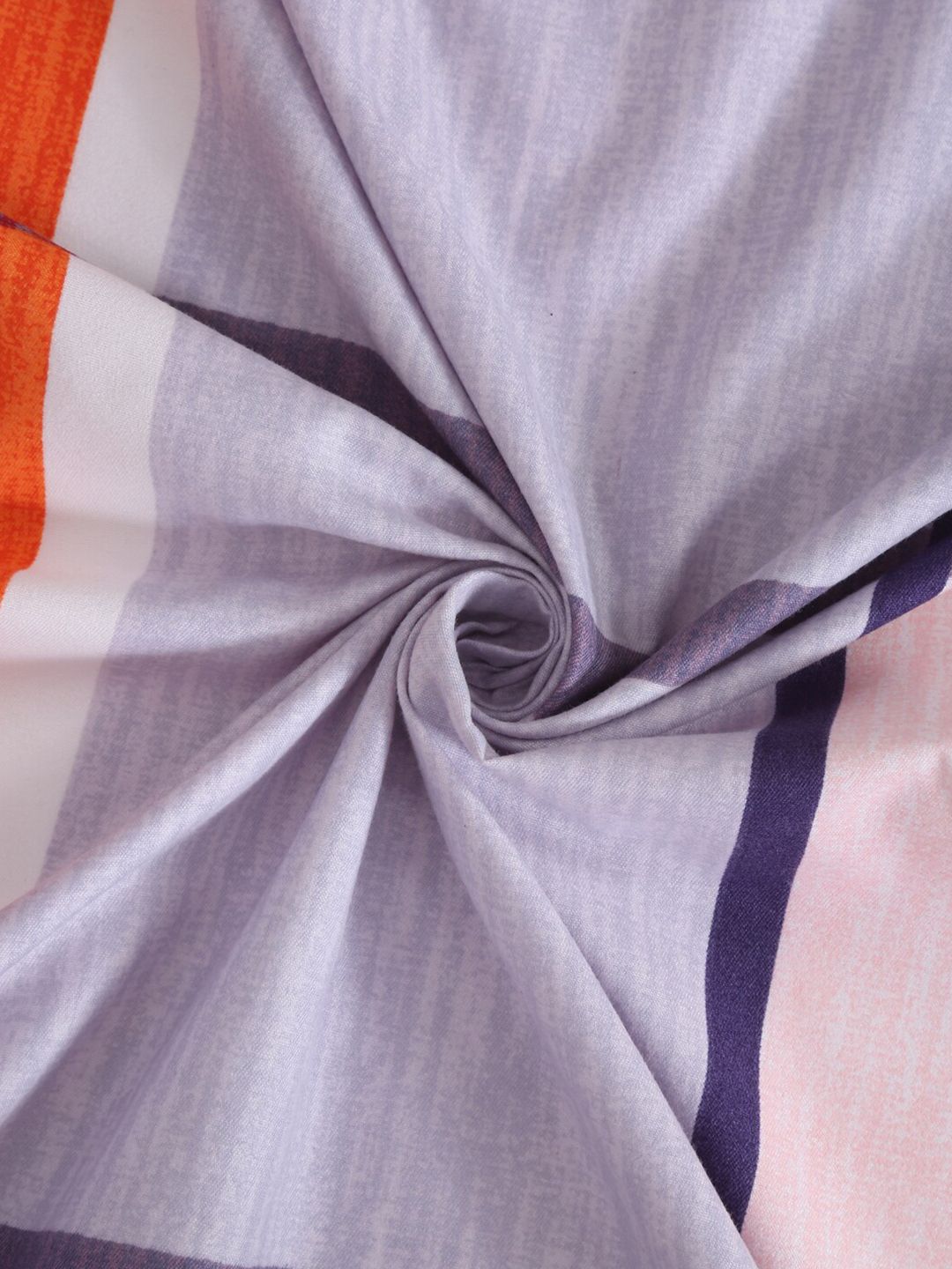 KLOTTHE Purple Geometric Cotton 210 TC Single Fine Bedsheet with a Pillow Cover-225 x 150 cm