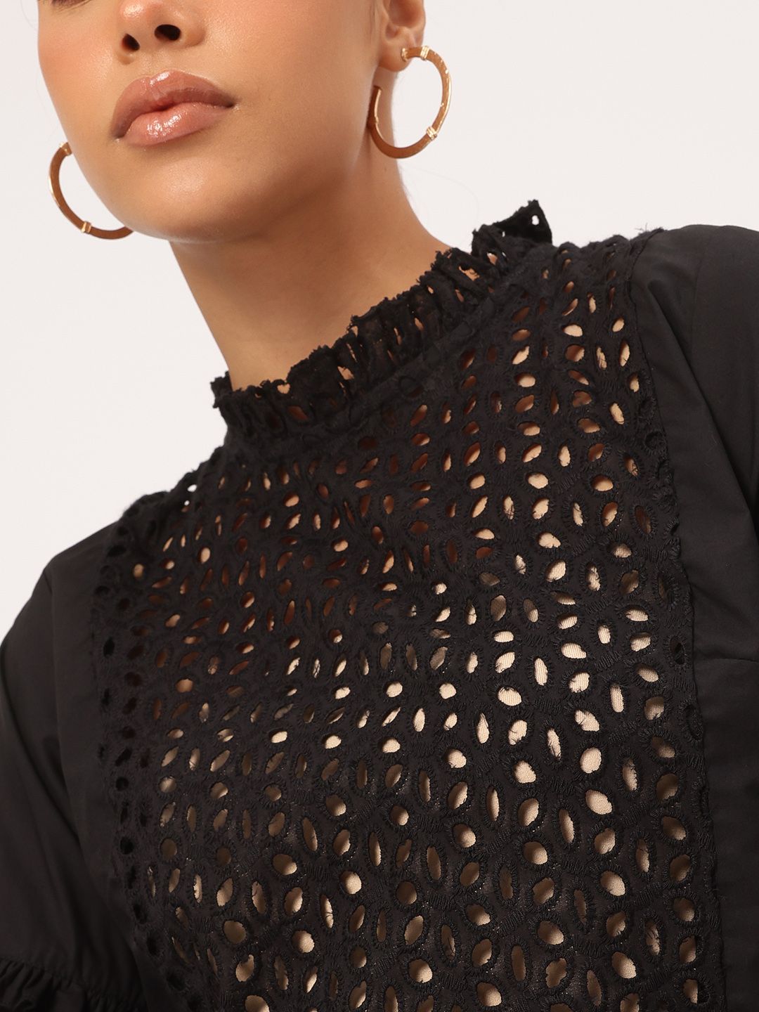 DressBerry Schiffli Show Frilled Cotton Top