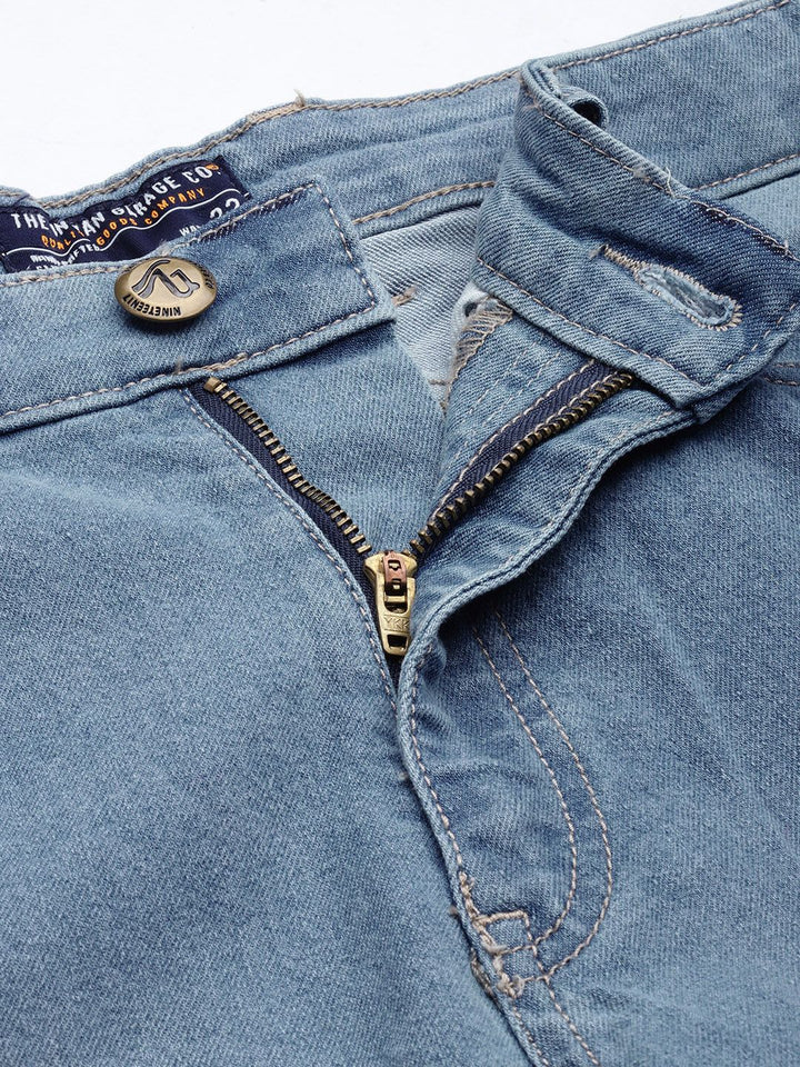 The Indian Garage Co Men Blue Slim Fit Denim Shorts