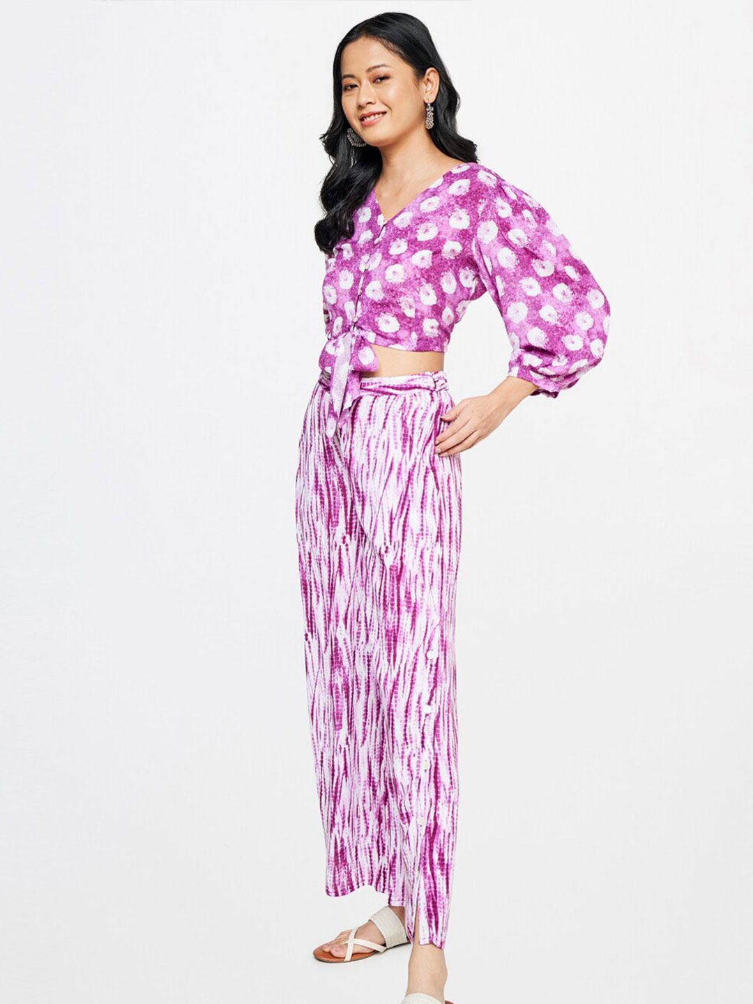 Global Desi Women Printed Top with Trousers