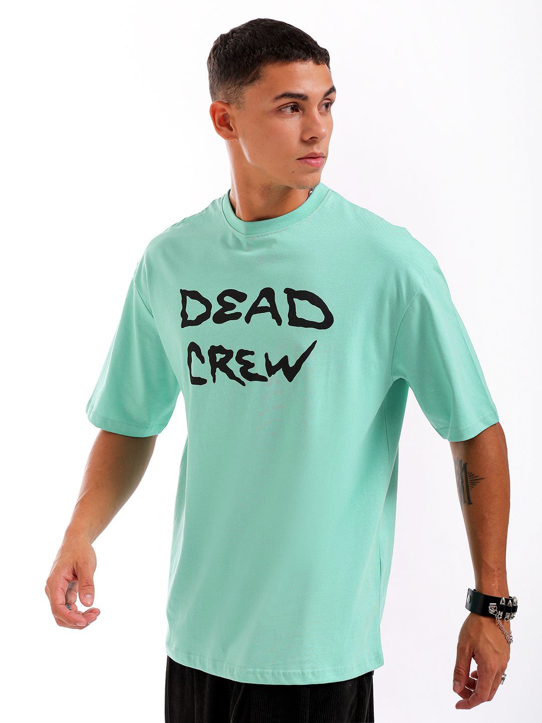 The Indian Garage Co Men Back Printed Round Neck Boxy Oversized T-shirt